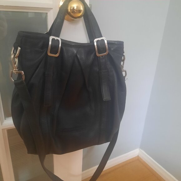 Cole Haan Dark Brown Pebbled Leather Convertible Tote Bag Hobo - Picture 2 of 7